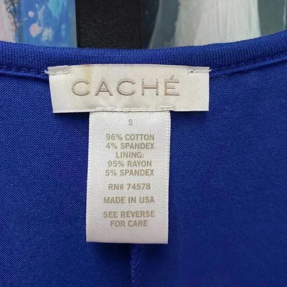 Cache Blue Dress with White Stripes Size Small - Picture 5 of 5